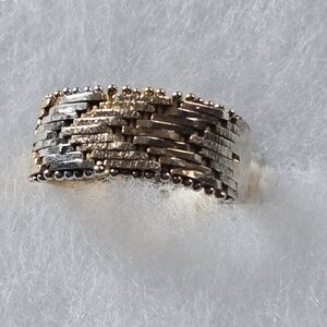 Elegant Gold and Silver Woven Ring